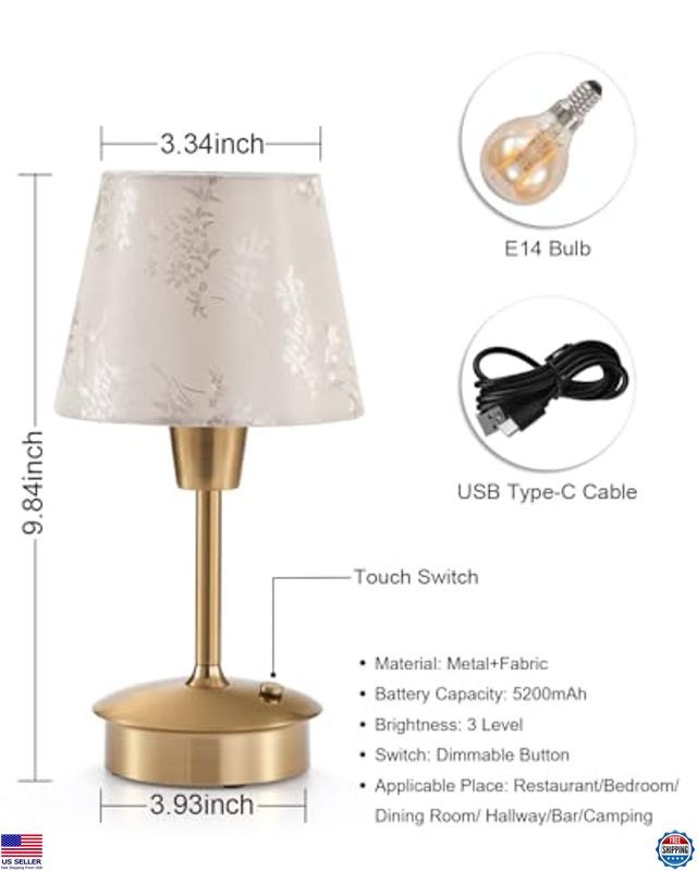 UMEXUS 2-Pack Mini Cordless Table Lamps - Rechargeable Touch-Control Dimmable