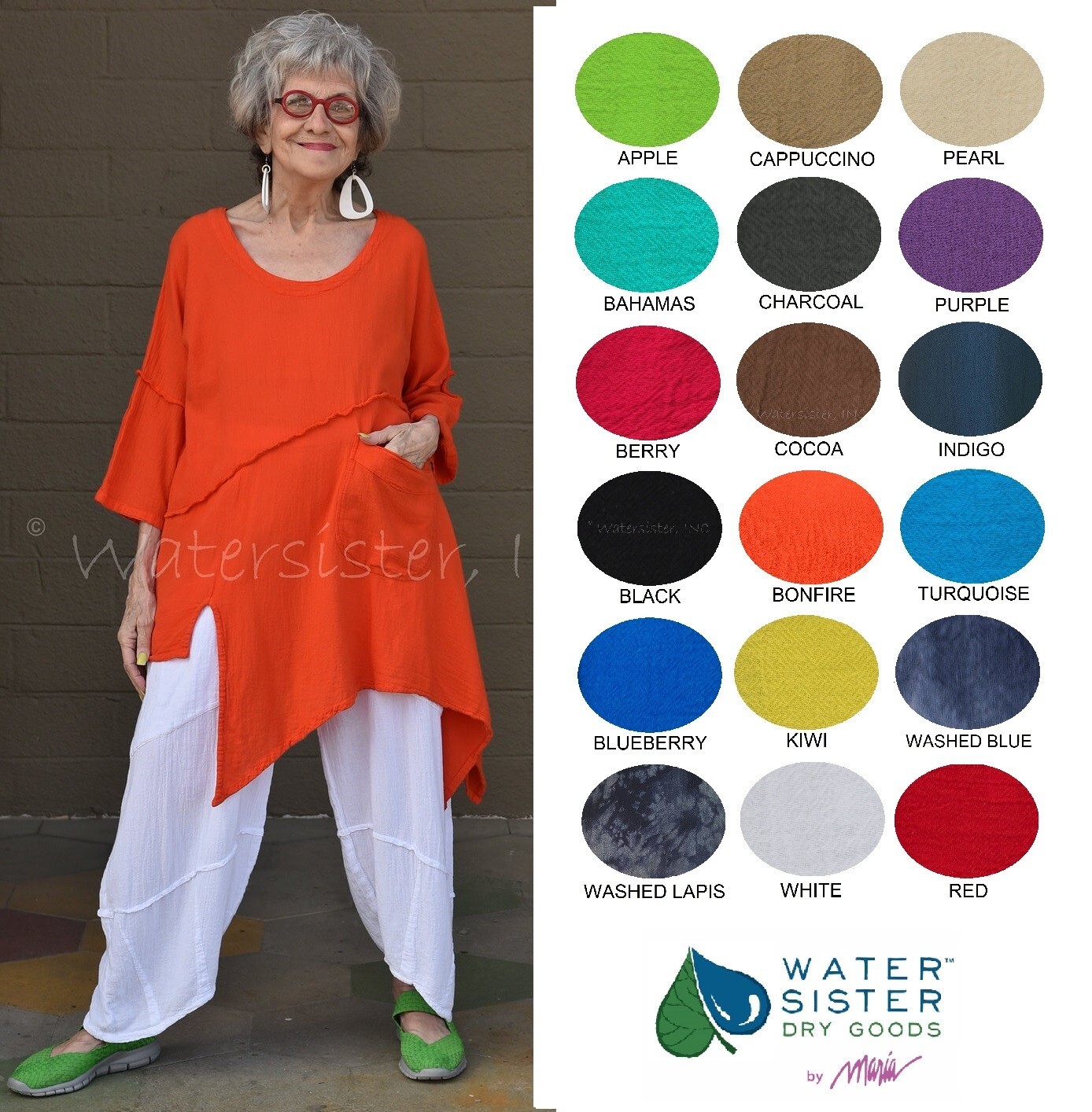 WATERSISTER Cotton Gauze HOLLY  Tunic Pocket Top 1(S/M) 2(M/L) 3(XL)oh my COLORS