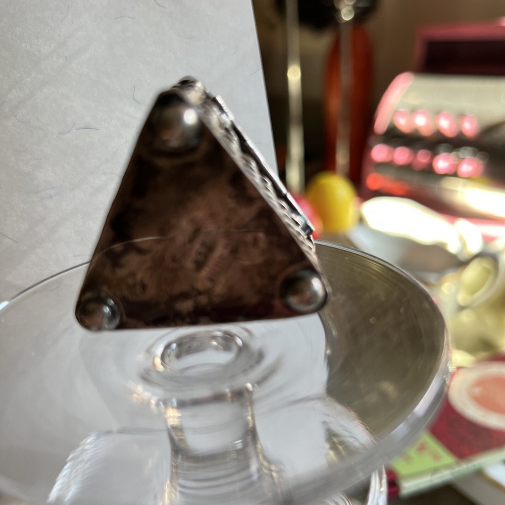 Basket Weave Triangular Pill Box Sterling Silver 1950