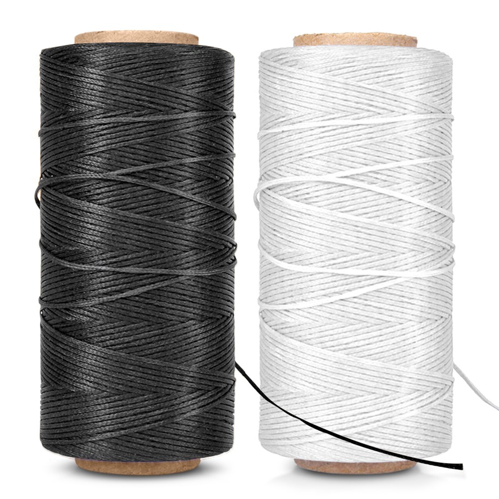 284 Yard 150D Waxed Thread String Cord Sewing DIY Craft Stitching Black & White