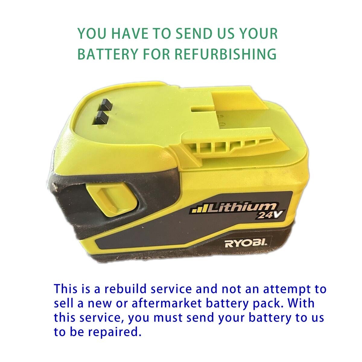 Rebuild service for Ryobi OP241 OP242 24V 130189001 Battery Rebuild