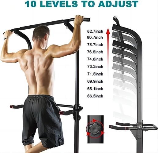 Power Tower Workout Dip Station Pull Up Bar, Height Adjustable Multi-Function