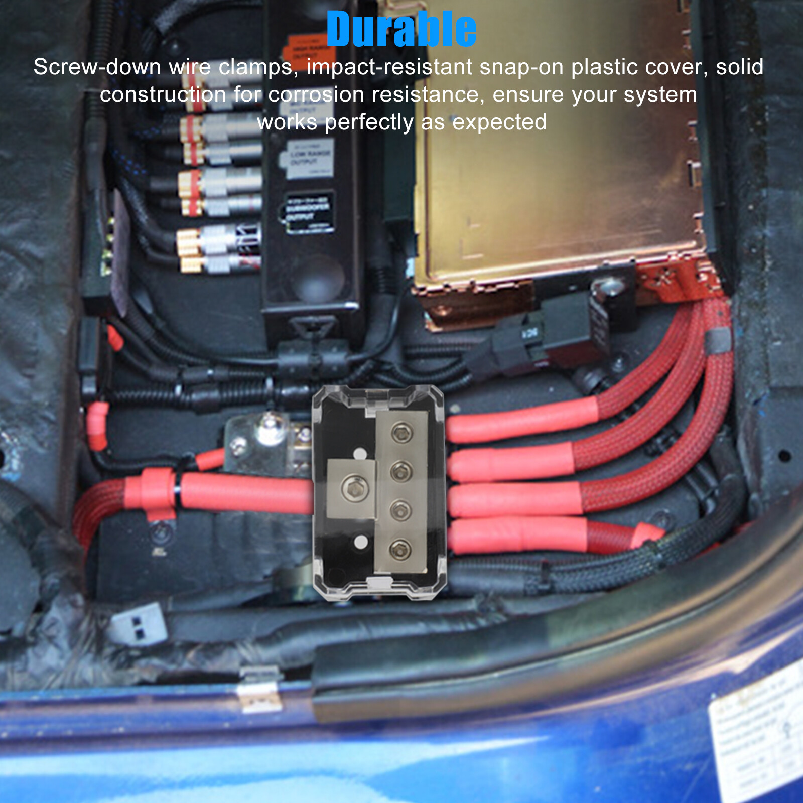 1 x 0/2/4 Gauge input to 4 x 4/8/10 Gauge Output Power Ground Distribution Block