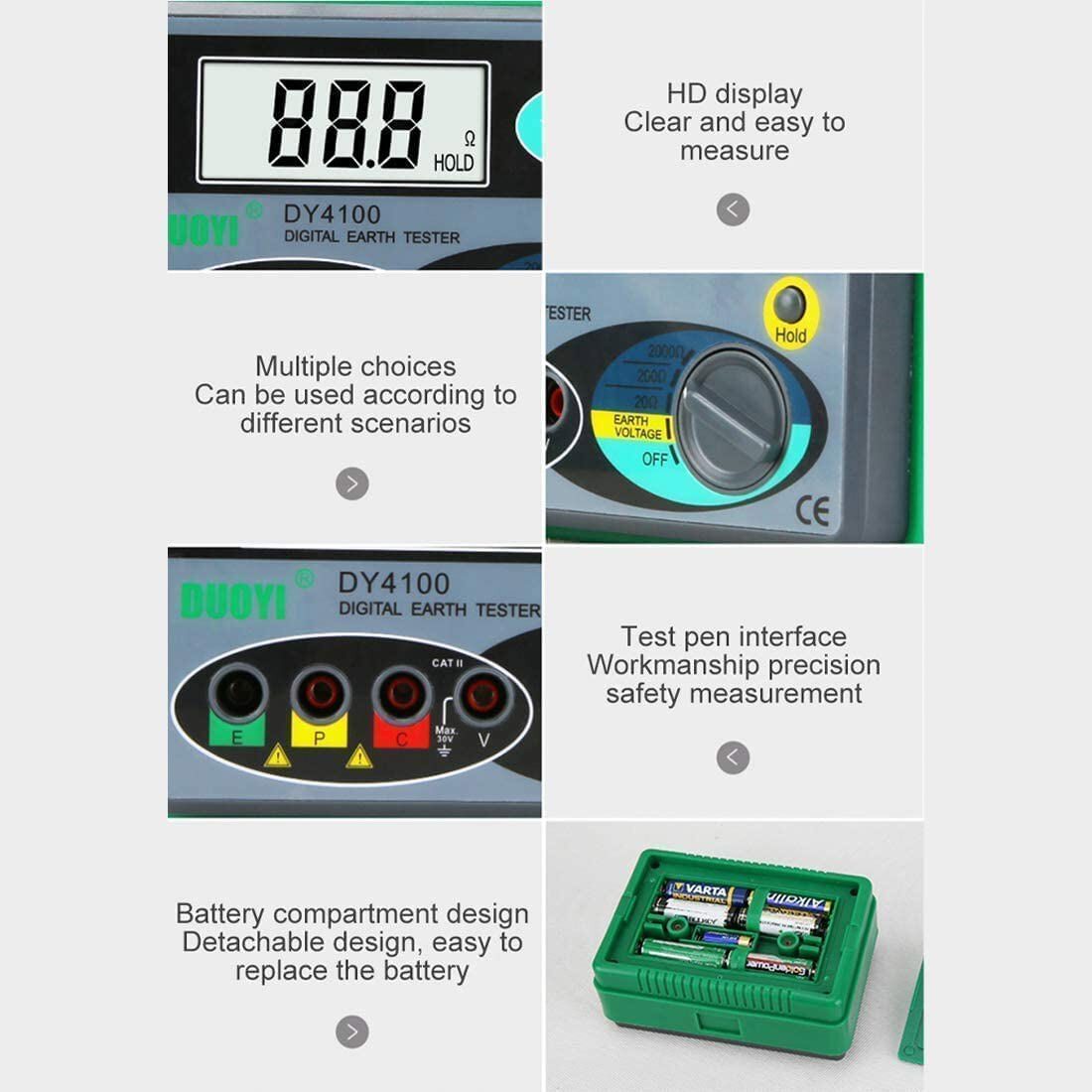 Digital Earth Ground Resistance Tester Megger MegOhmmeter Meter 0~20/200/2000Ω