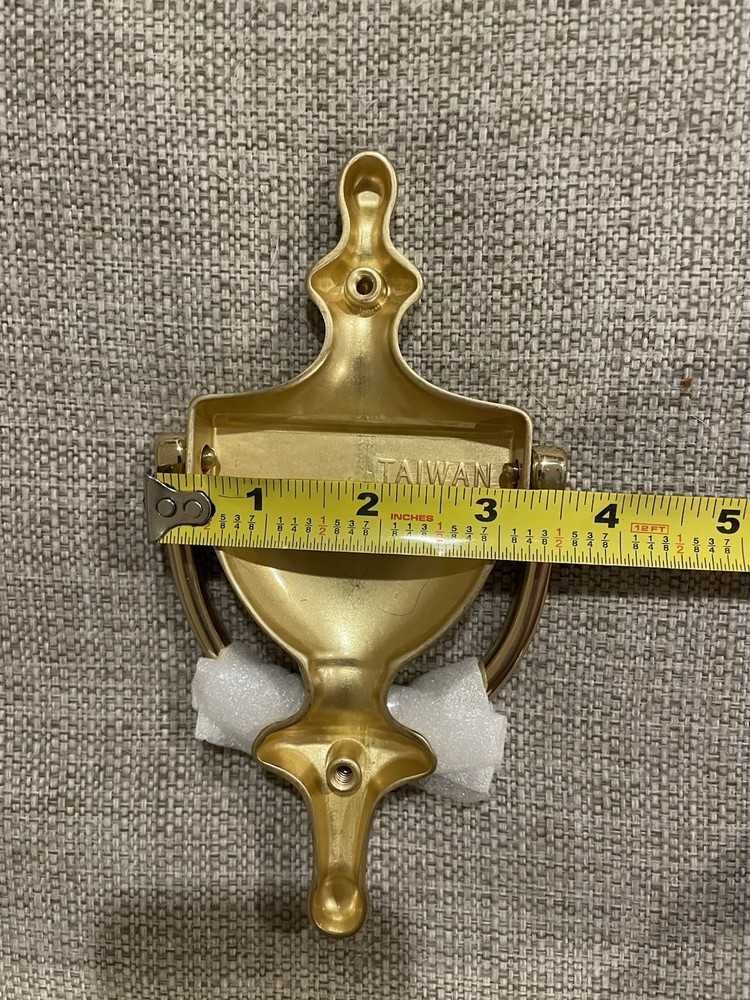 Solid Brass Door Knocker Polished 7” with Hardware New