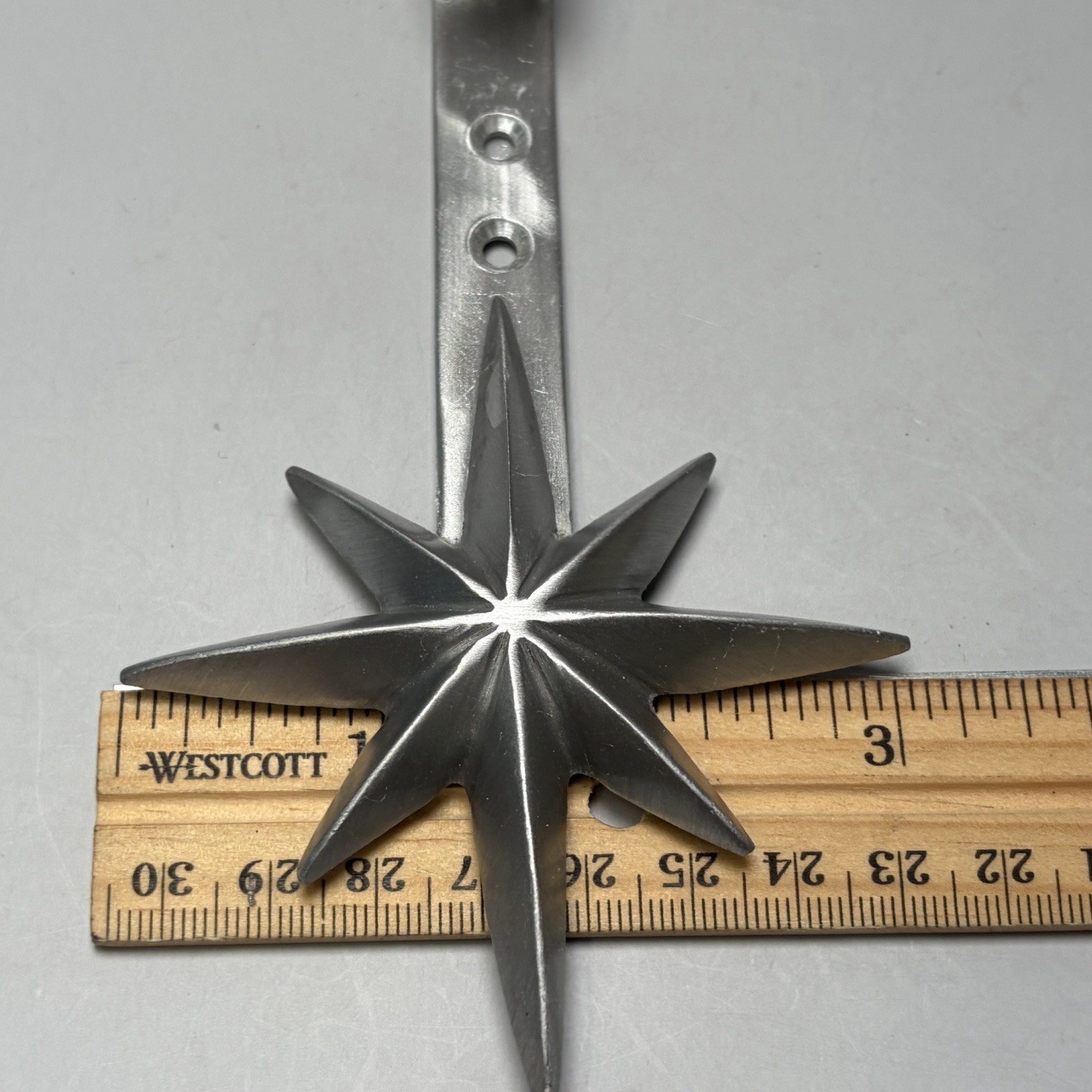 MCM Atomic Star Burst Metal Silver Robe Towel Hook Holder Wall Mount Bathroom 5"