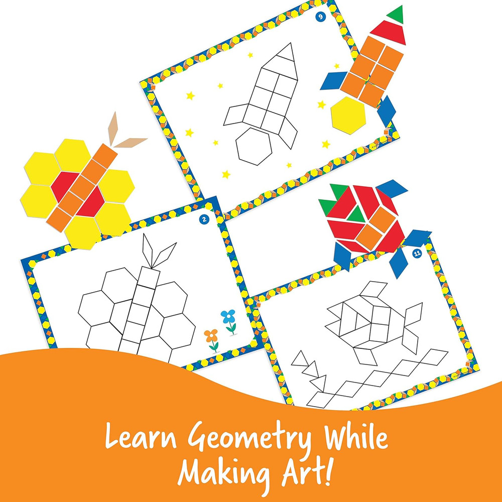 Pattern Block Activity Set, 20 Double-Sided Cards, Ages 4+