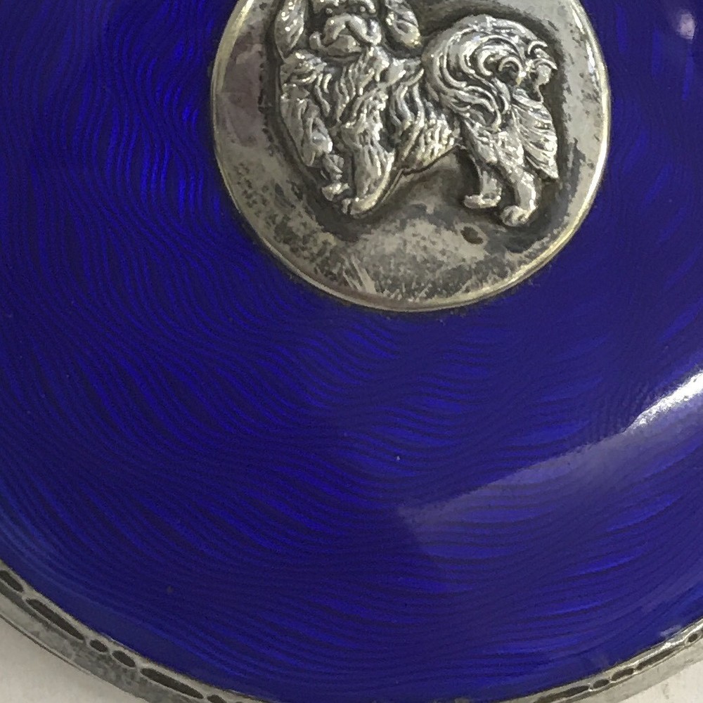 Art Deco Solid Silver Enamel King Charles Spaniel Compact Turner & Simpson 1936