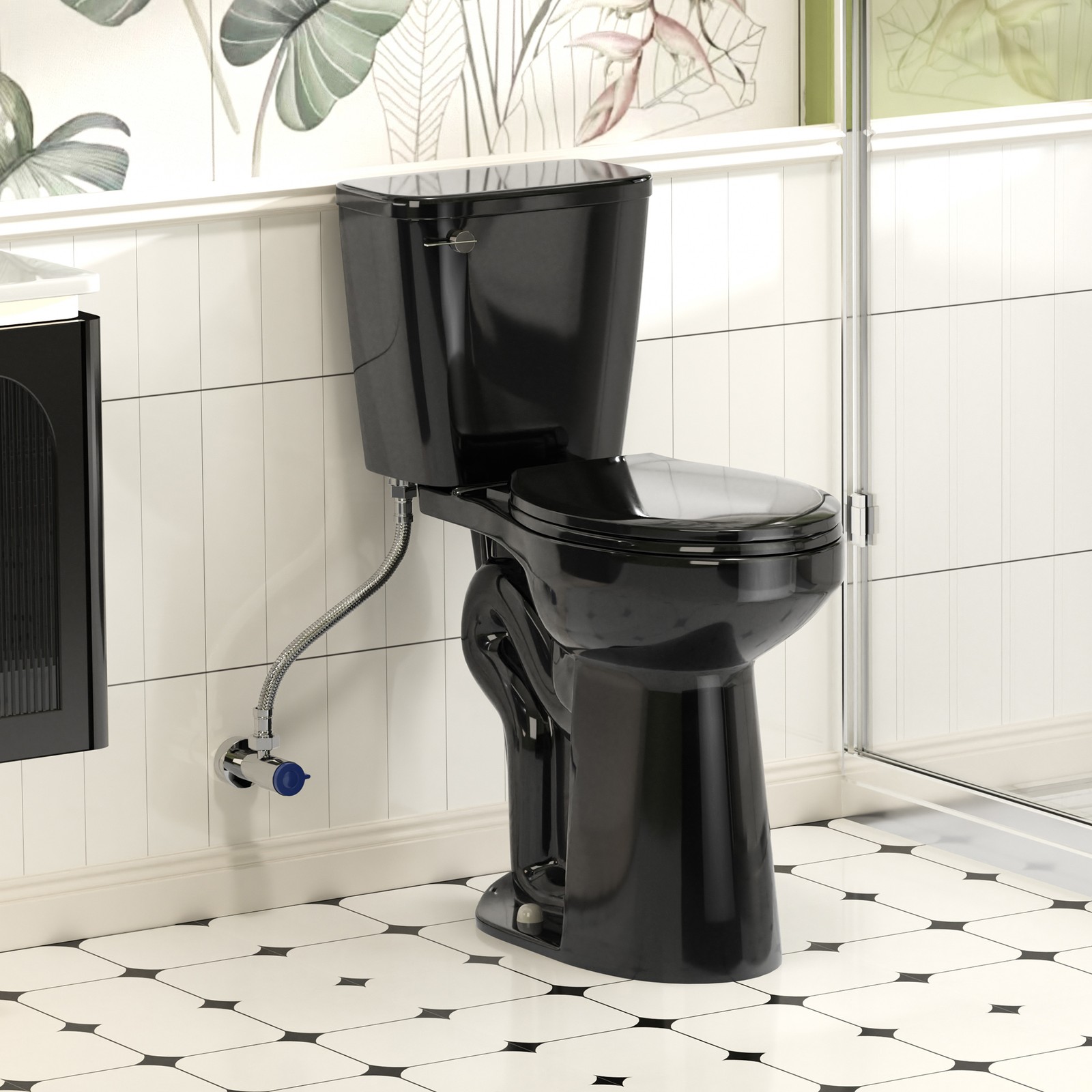 21" Tall Two Piece Toilets for Seniors Elongated Bowl Soft-Close Seat 1.28 GPF