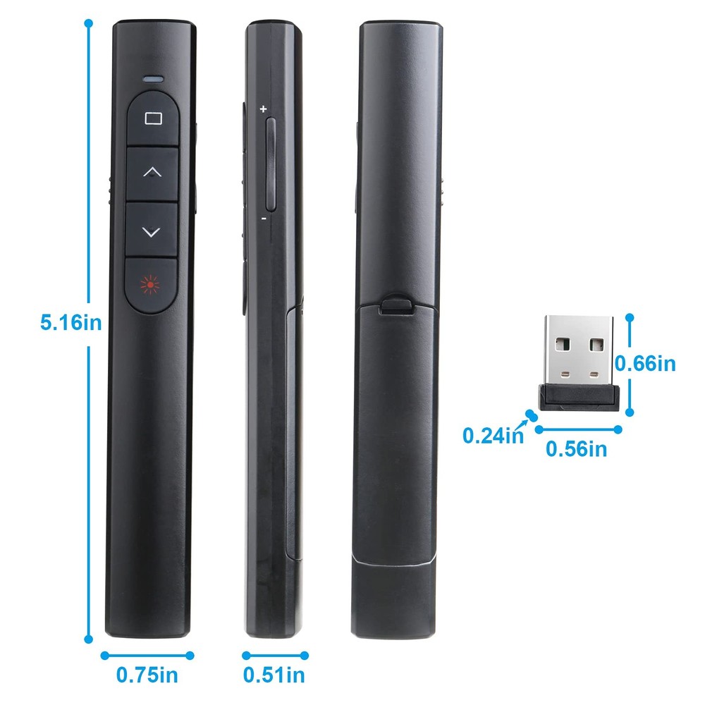 Wireless Presenter Remote, Presentation Clicker with Hyperlink & Volume Remot...
