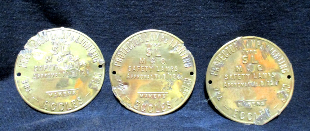 6 Rare Vintage Mining Protector Lamp Brass Makers Plates