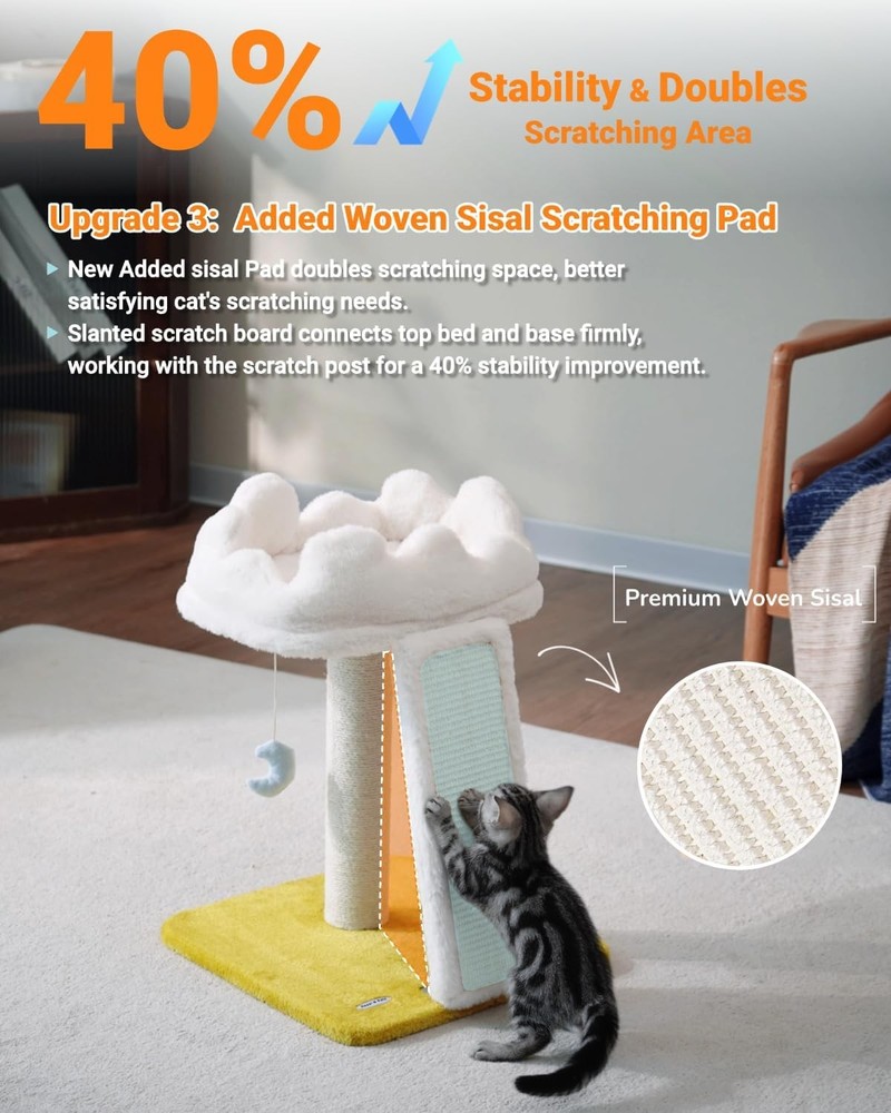 New Cloud Cat Tree Tower Cat Scratching Post W/ Bed Small Cat Tree Compact Cat