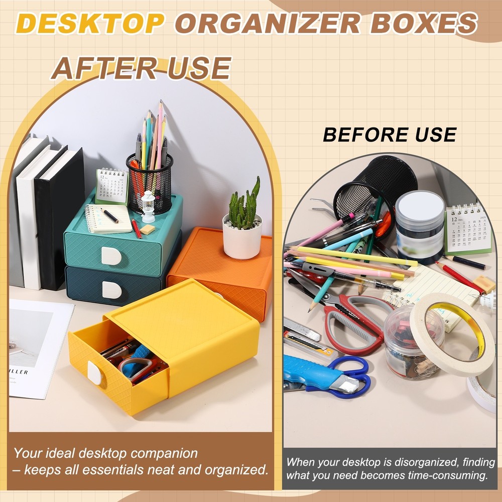 Stackable Storage Drawers for Desktop for Bathroom, Blue Single Layer