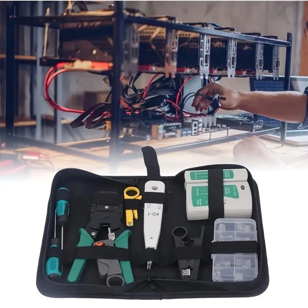 Network Tool Repair Kit -Crimper, Tester & Strippers for Ethernet Cable Work