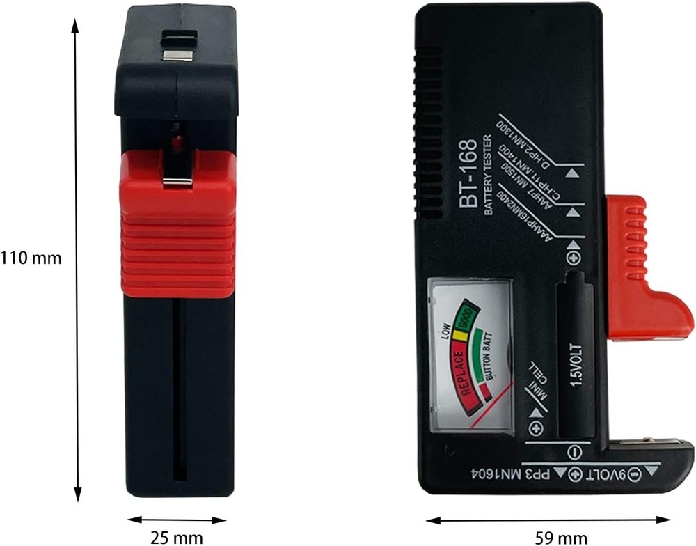 Battery Tester Checker, Universal Small for AAA AA C D 1, Red
