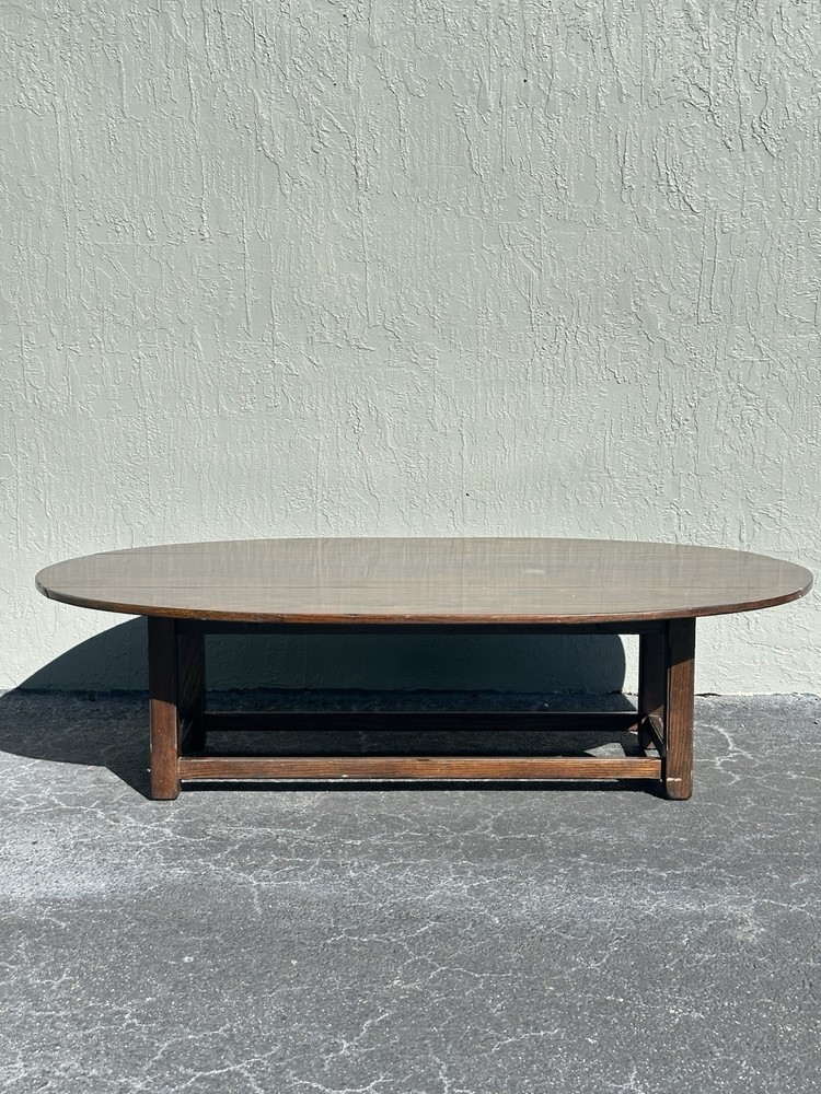 Vintage Cushman Classics Drop-Leaf Oval Coffee Table – Solid Oak