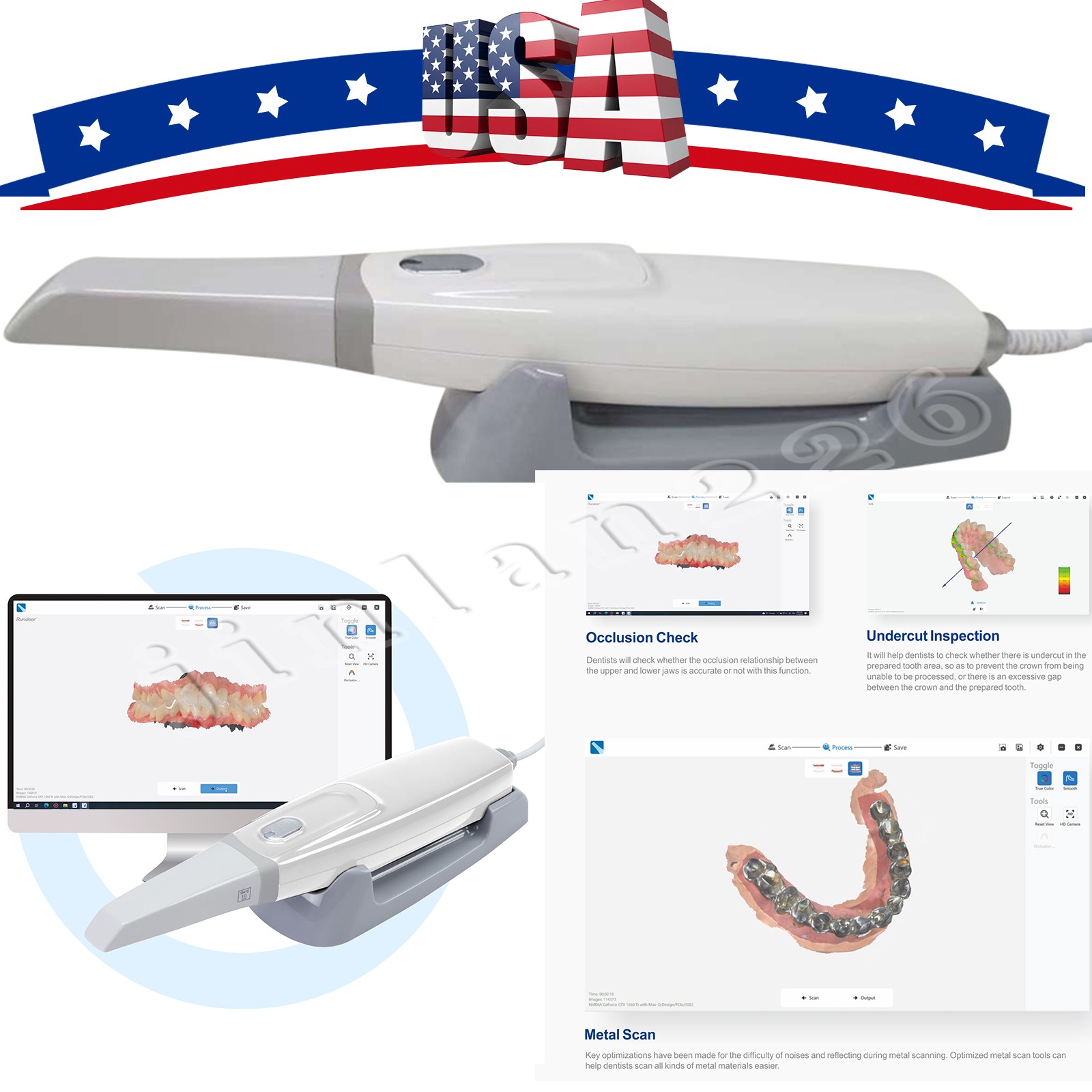 Intraoral Dental Scanner -Free Shipping Real-time Display Software w/Scanning SW