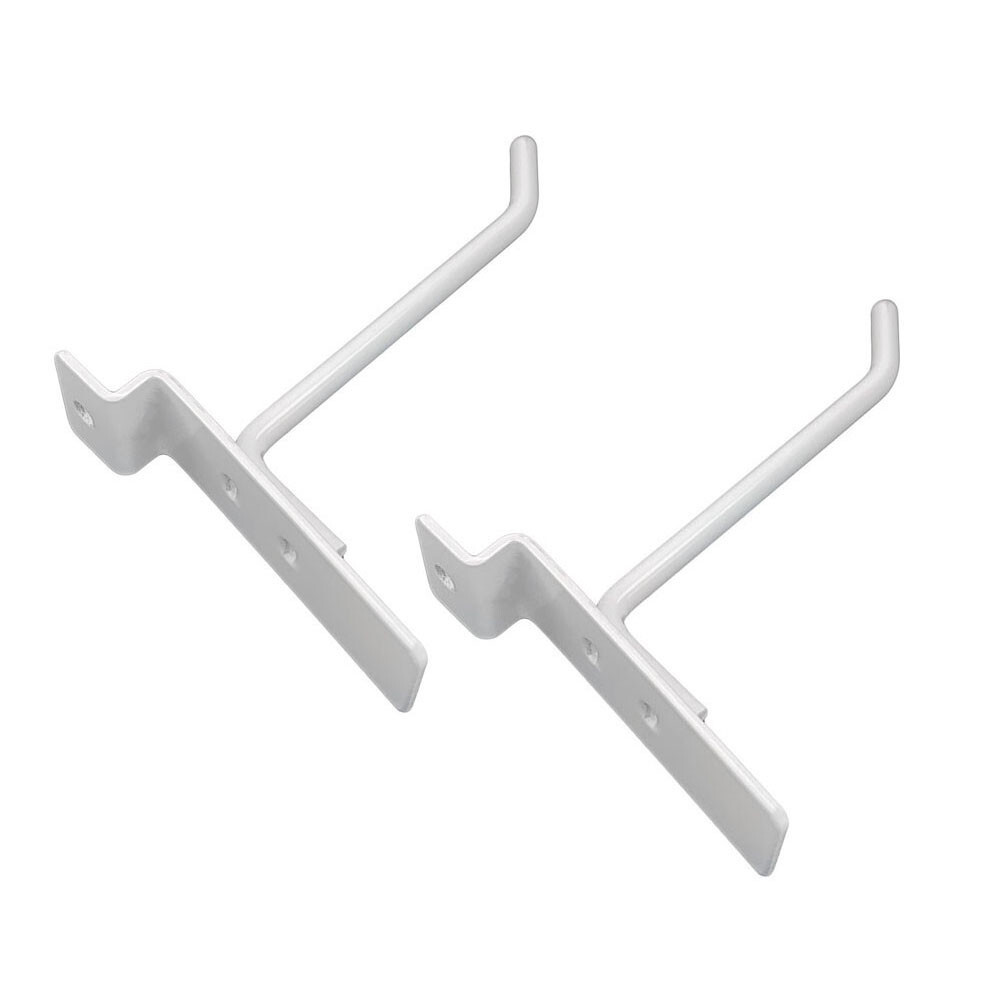 4" Slatwall Hook Panel Display Hooks, 1/4" Thickness Metal,Gloss White - PACK 12