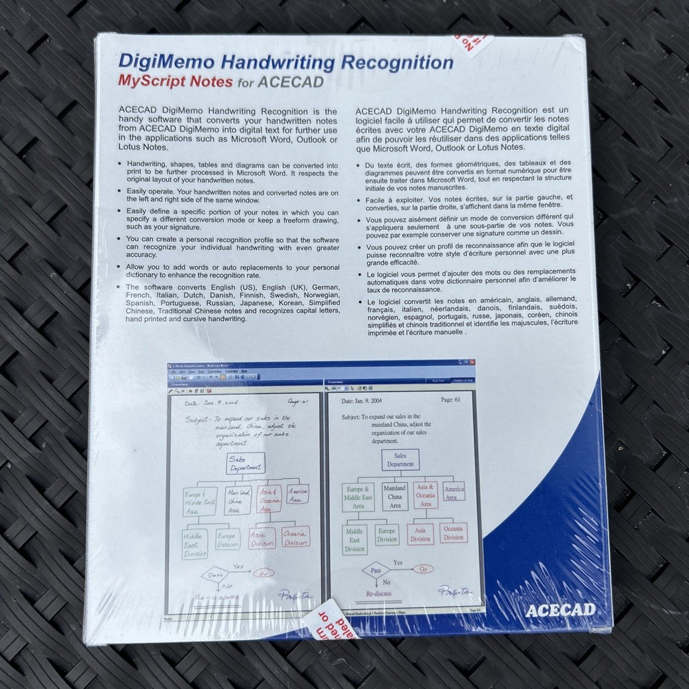 New ACECAD DigiMemo Handwriting Recognition MyScript Notes Software Sealed