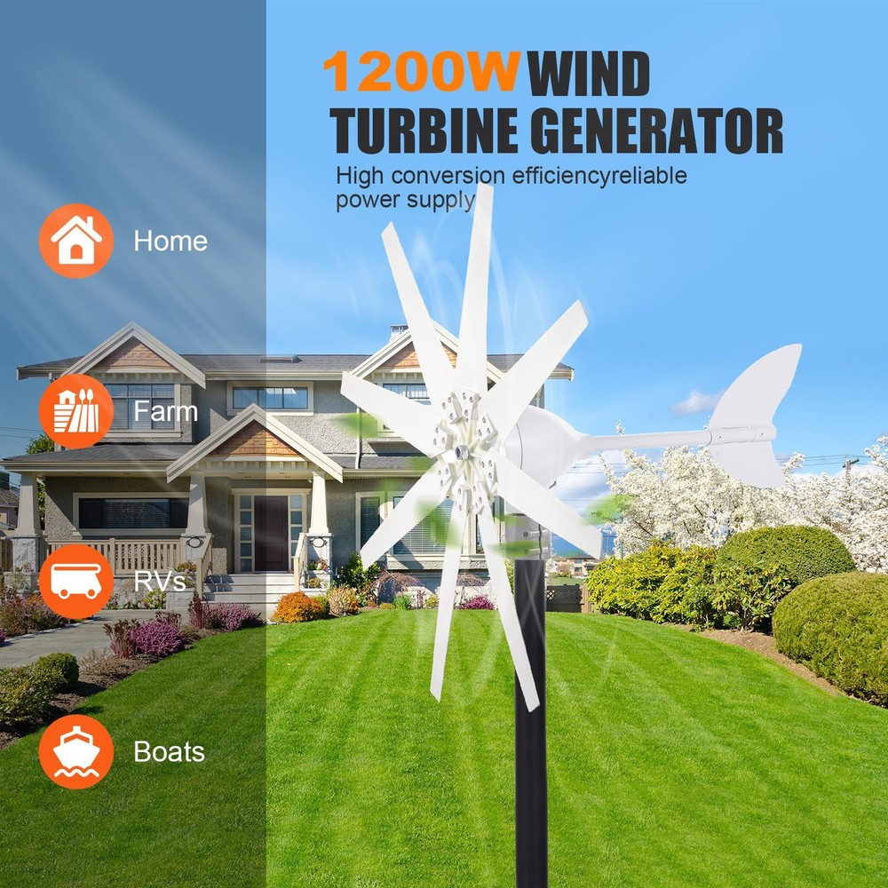 1200W Wind Turbine Generator Windmill MPPT Charge Controller 24V