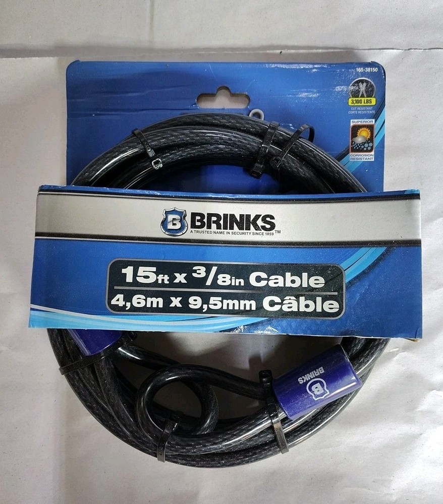 Brinks, Flexweave, Flexible Steel, 3/8in x 15ft Open Loop Cable Lock