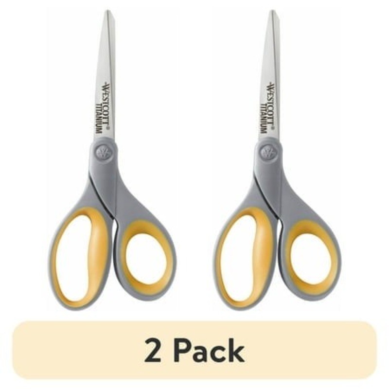 (2 pack Titanium Bonded Adjustable Glide Scissors 8" Grey & Yellow Office