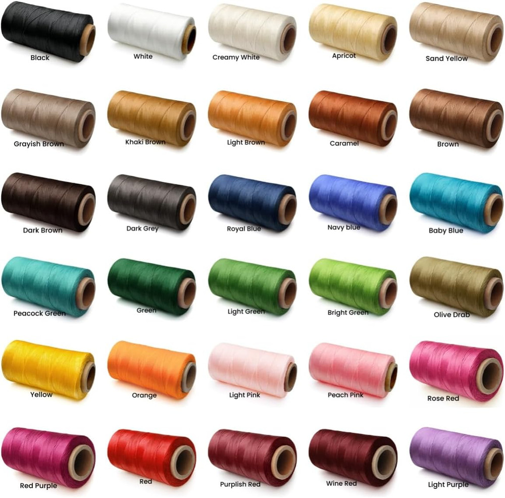 Flat Waxed Thread for Leather Sewing String Polyester Cord Stitching Bookbinding