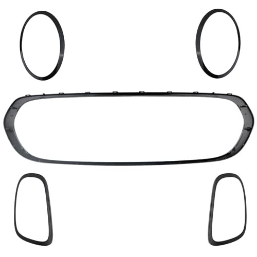 5pcs Front Grille Frame Surround Trim Headlight Taillight Trim Ring Black