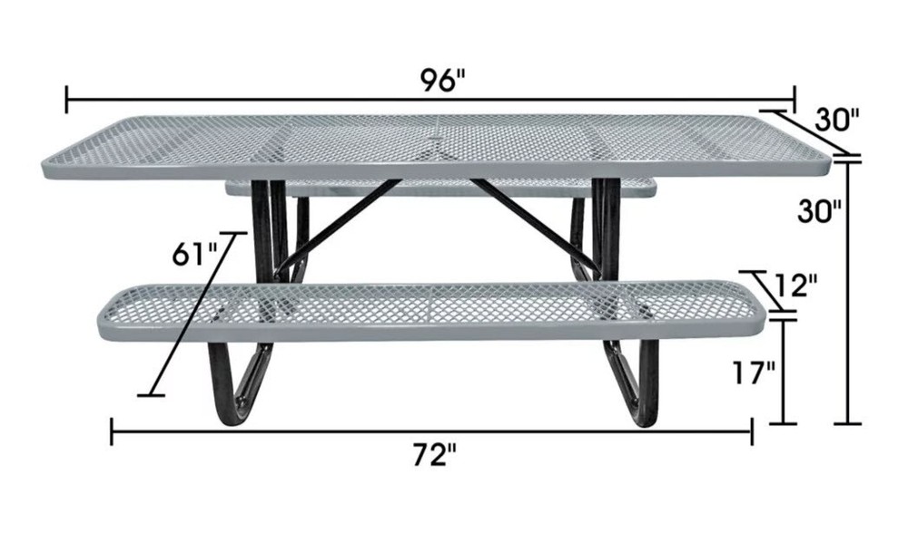 PICNIC TABLE Commercial - ADA Wheelchair Accessible - 8 Ft Rectangular