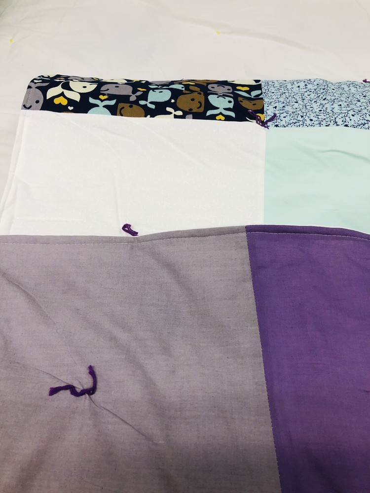 Handcrafted Quilt Patchwork Whale Purple Black Blue Patchwork