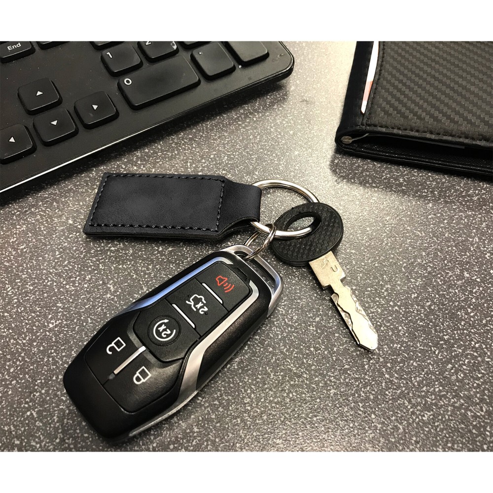 Dodge Logo Rectangular Black Leather Key Chain Key-Ring