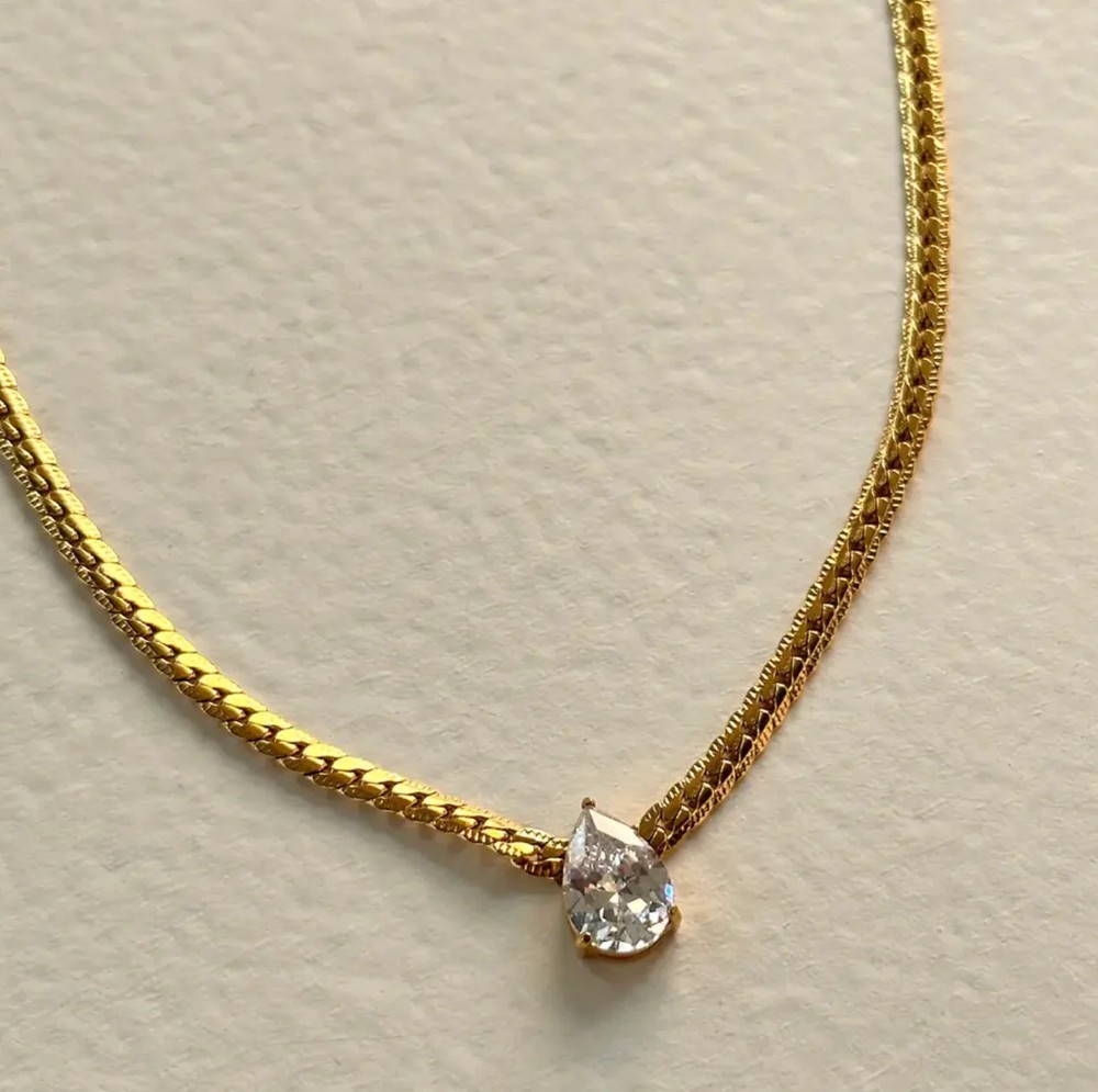 Gold Chain Water Drop Necklace