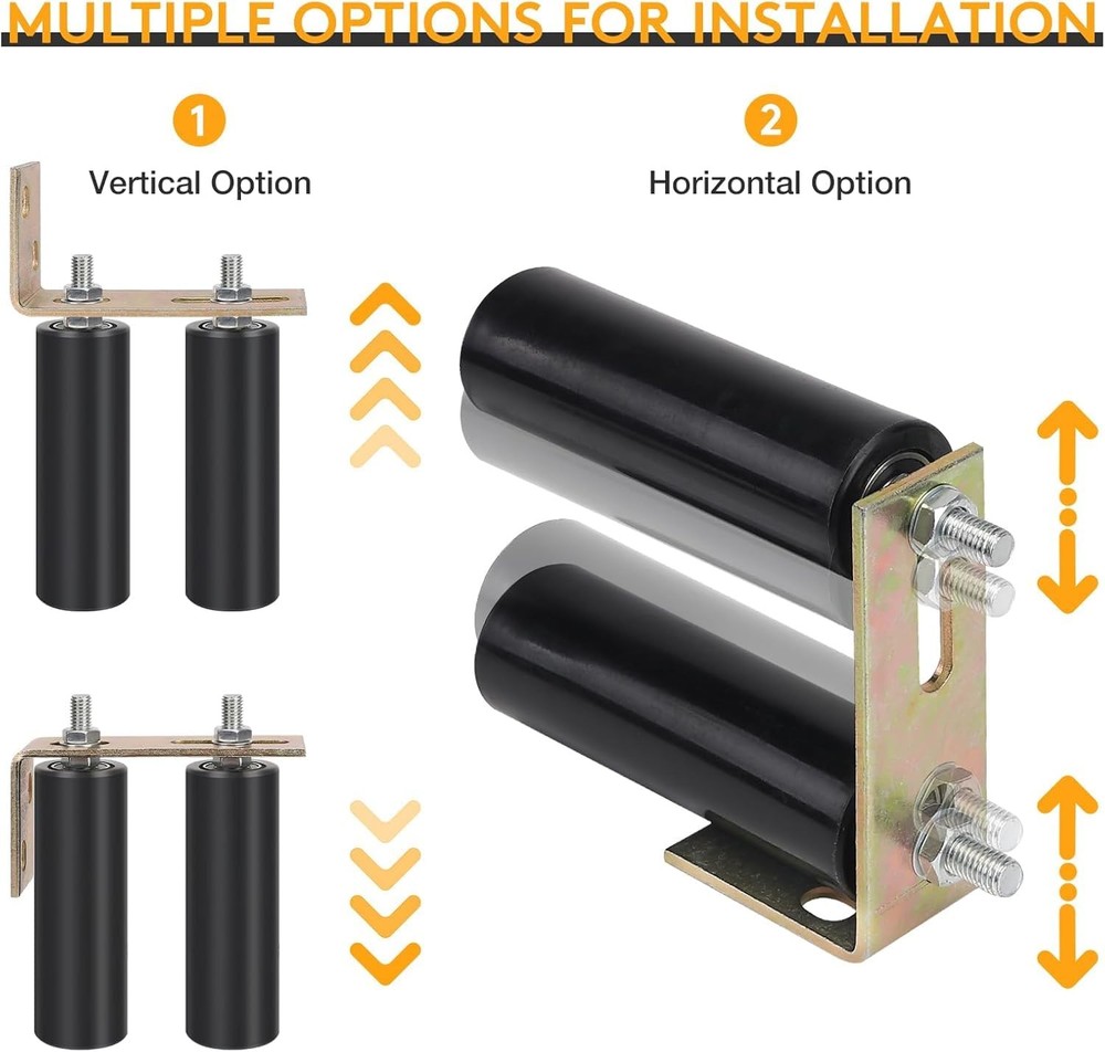2 Pack 6" Gate Roller Guide w/ L-Bracket, Adjustable Heavy Duty Sliding Gate