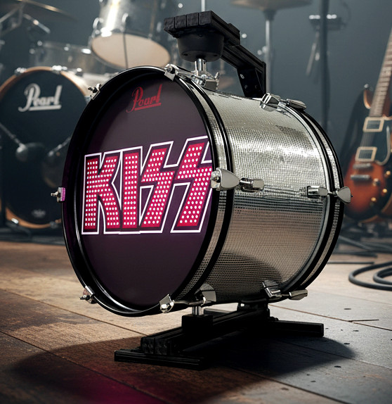 KISS Rotating Drum Display, Double Sided, Internal LED Lighting + Remote Control
