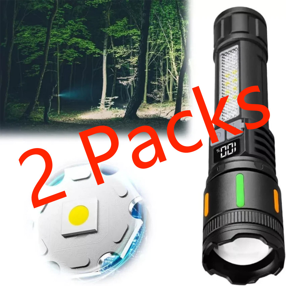 2*99000000 Lumens Super Bright LED Tactical Flashlight Rechargeable Work Light+
