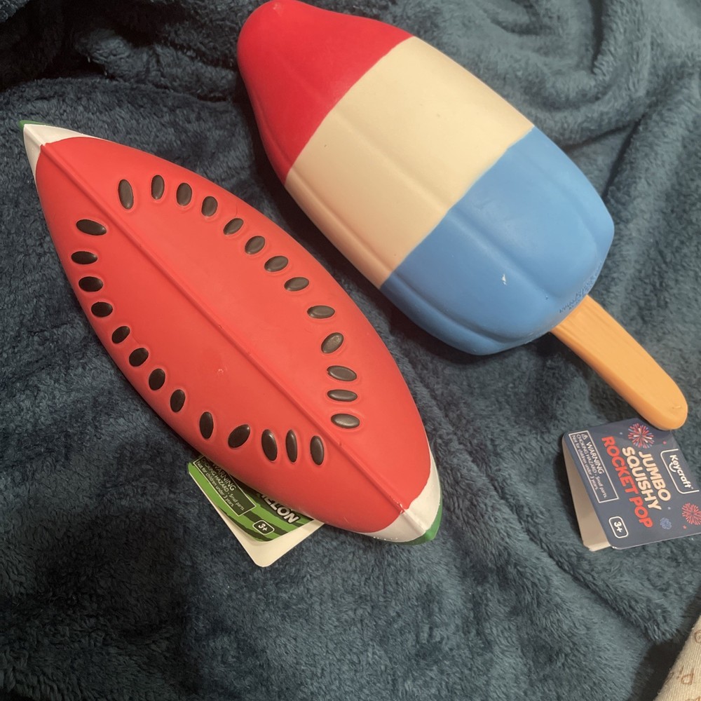 Watermelon & Rocket Pop Jumbo Squishes Keycraft NWT