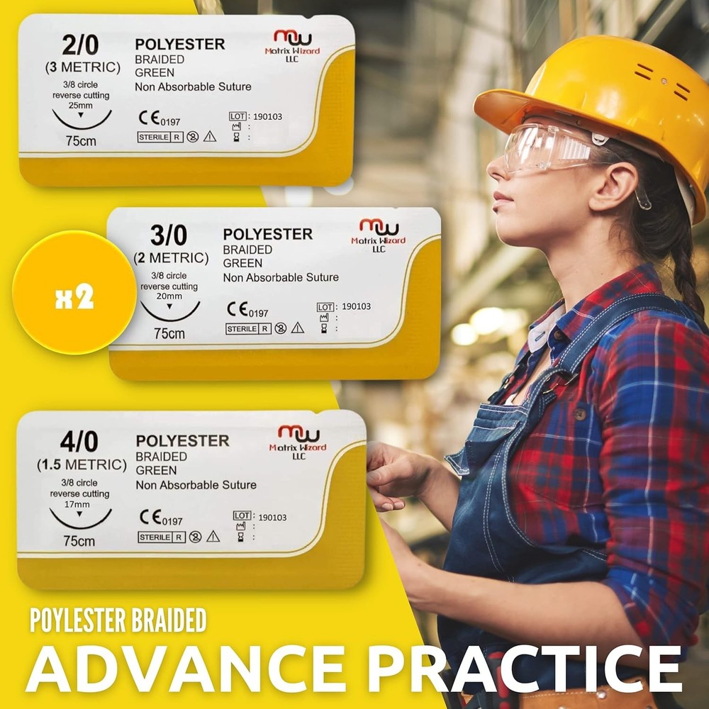 Sutures Thread with Needle (24 Mixed 2/0, 3/0, 4/0) - Practicing Suturing; Taxid