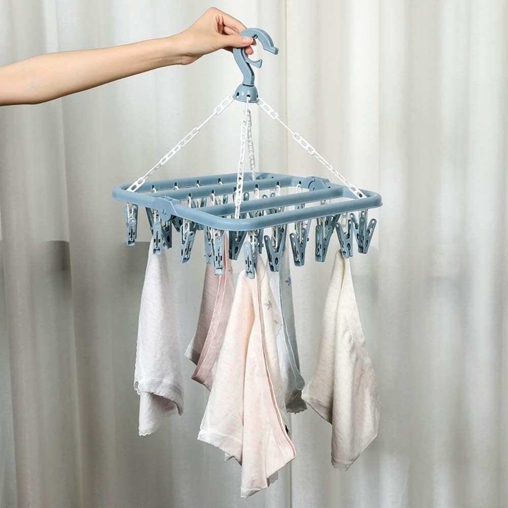 Lightweight 32-Clip Hanging Drying Rack: Foldable & Easy Storage Solution