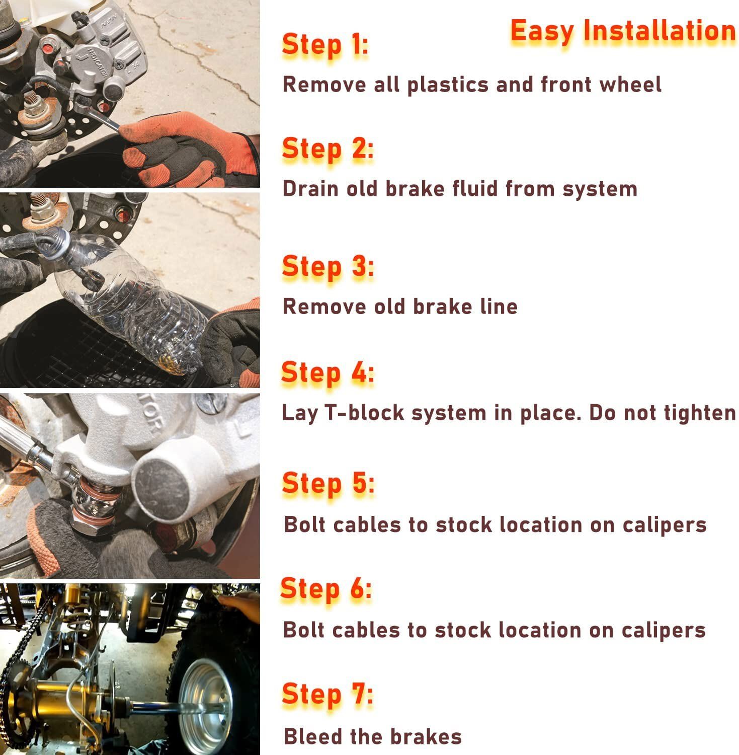 Front Stainless Steel Braided Brake Line kit For Yamaha Banshee 350 1987-2015