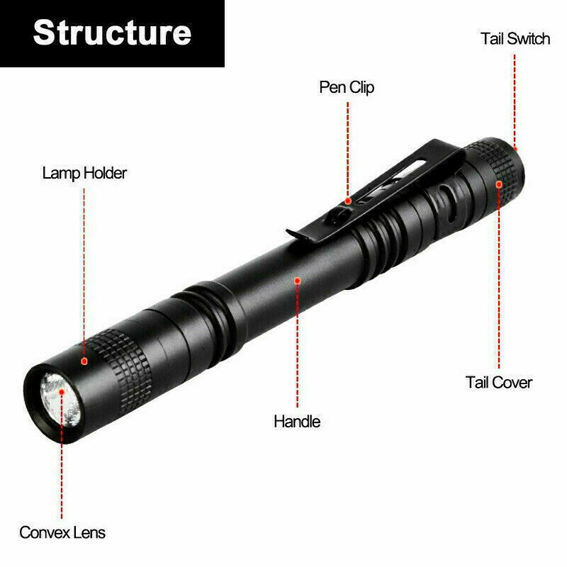 2PCS Mini Small Torch Super Bright LED Flashlight Penlight with Clip Pocket