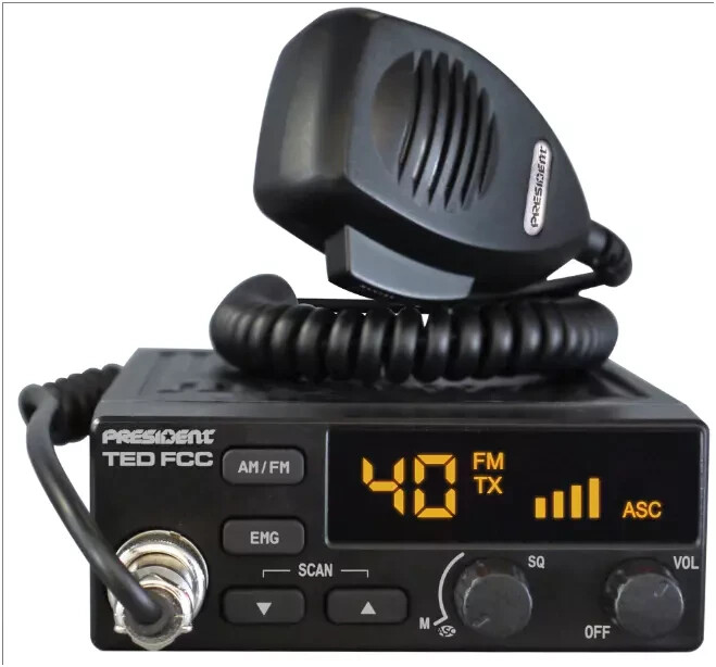 President Ted FCC 40 Channel AM/FM CB Radio 12V with 2 EMG Emergency Channels