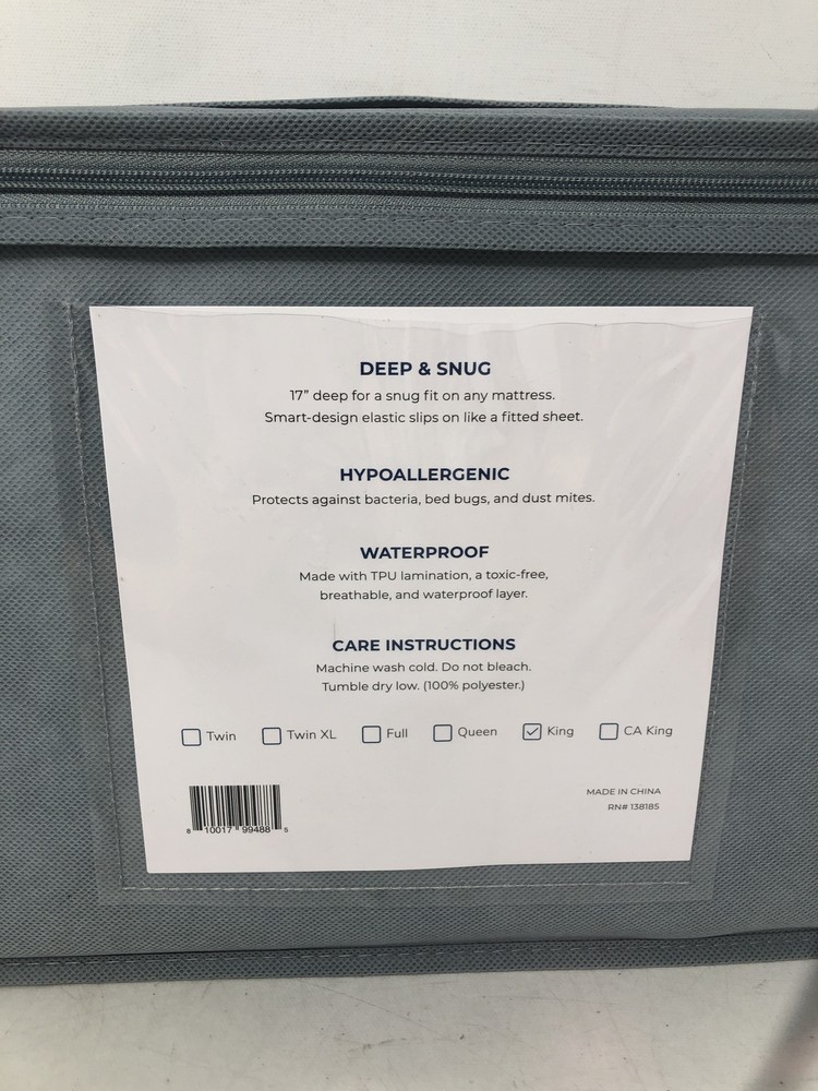 DEEP POCKET MATTRESS PROTECTOR KING 17" DEEP PROTECTS BED BUGS RN138185