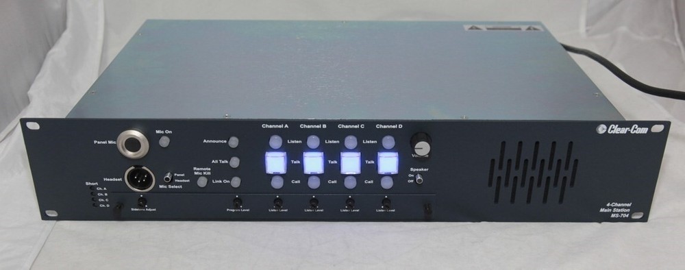 Clear-Com Clearcom 4CH 4 Channel Headset Main Station MS-704 Intercom Base 2RU