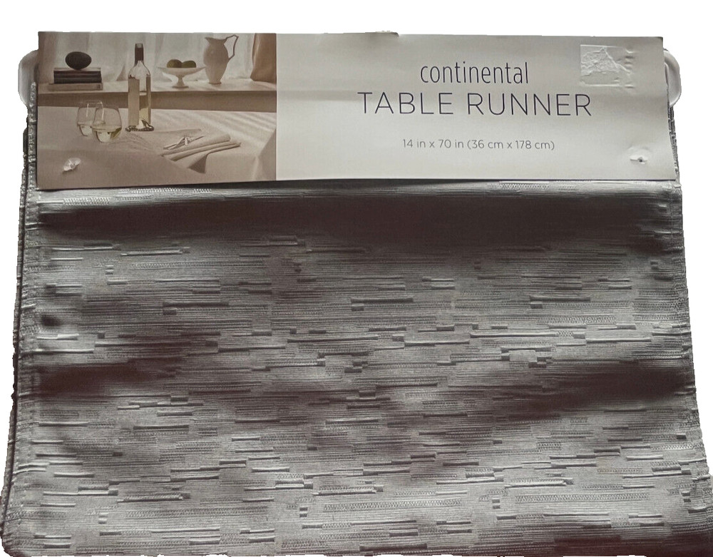 Continental Collection Table Runner 14x70" Gray Spill Proof Polyester Bardwil