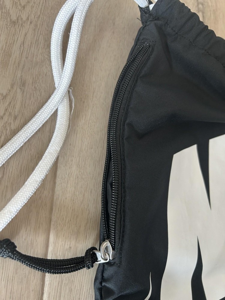 Nike Black Drawstring Bag Athletic Bag With Zip Pocket