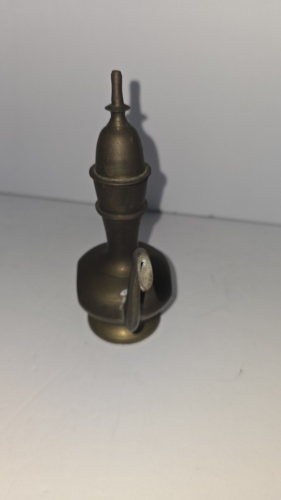 Vintage Hand-Etched Solid Brass Lidded Middle Eastern Ewer Lamp