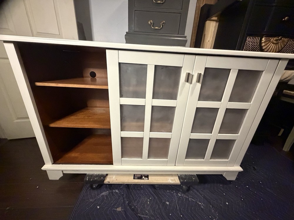 White Wood Sideboard Cabinet W/ Doors Storage Console
