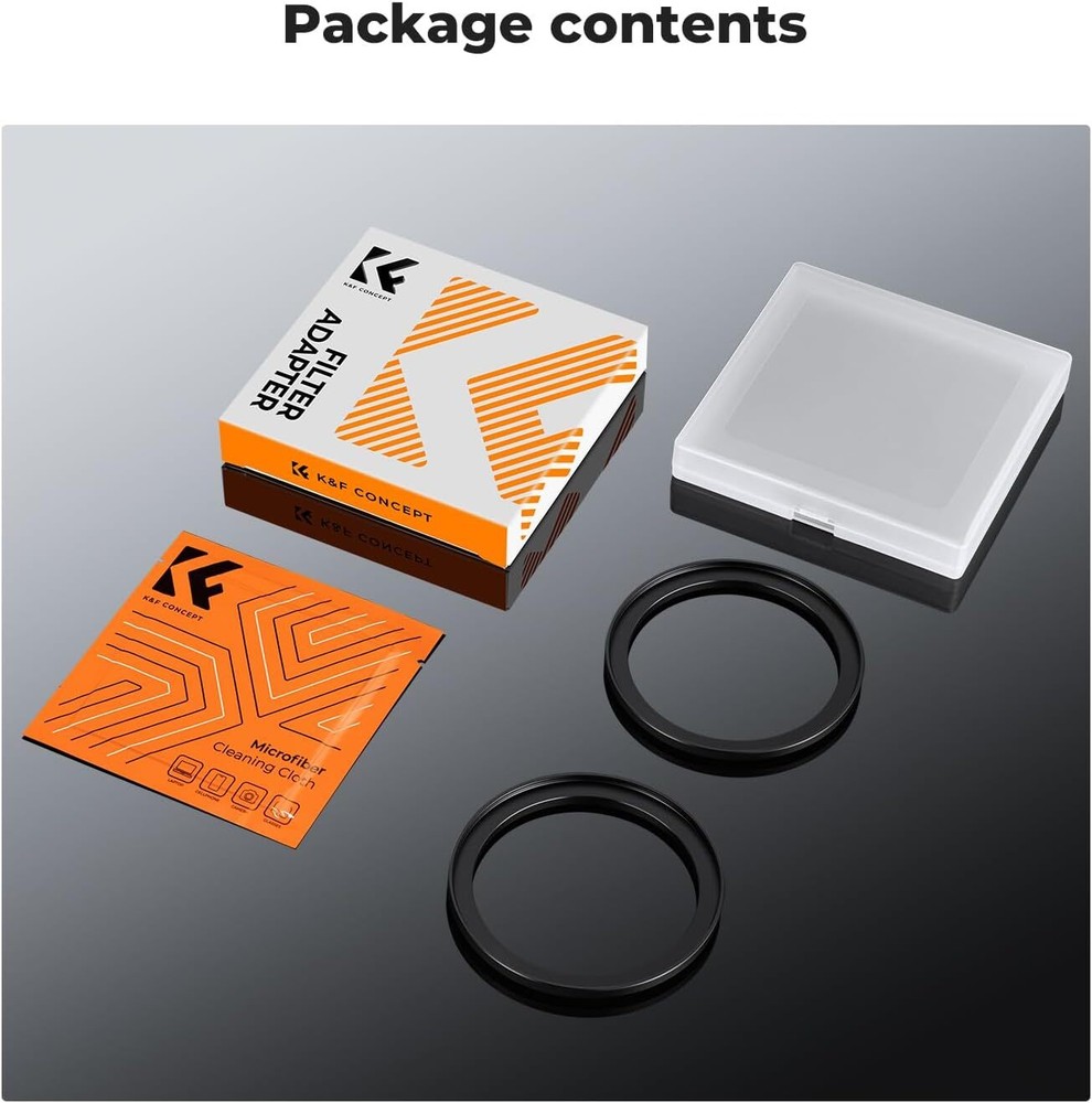 K&F Concept 2 Pcs Step-Up Ring Adapter Step Up Filter Ring for ND CPL UV Filter