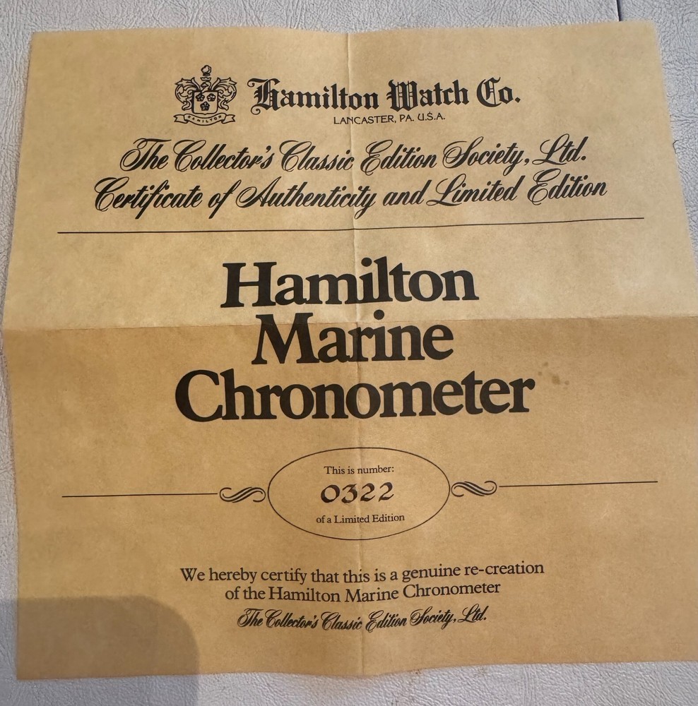 HAMILTON MARINE CHRONOMETER MODEL 21