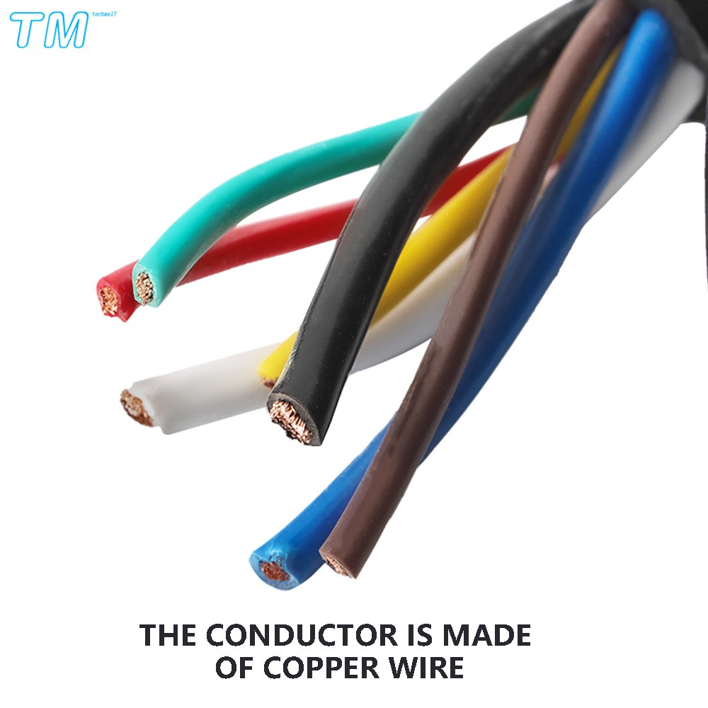For 7-way 7-pin trailer connection cable -16FT Wire Harness Light Plug Connector